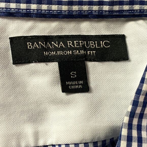 Banana Republic Gingham No-Iron Slim Fit Button Down Shirt Men's Size Small - Picture 3 of 8
